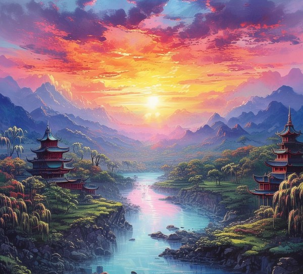 东天霞光，描绘东天美景的绝美画卷,东天映照下的美丽画卷——探寻东天的优美句子,诗意,第1张
