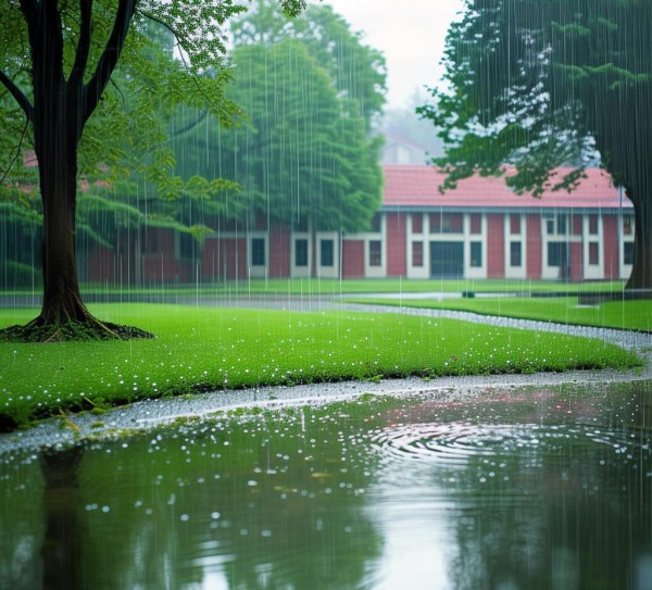 雨润校园，诗意画卷中的静谧时光,雨中的校园，诗意盎然的画卷,画卷,诗意,第1张