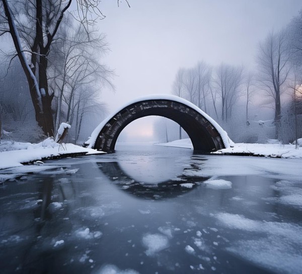 雪覆断桥，冬日里的诗意冰封图卷,冬日断桥，冰封雪覆下的诗意画卷,画卷,魅力,诗意,第1张