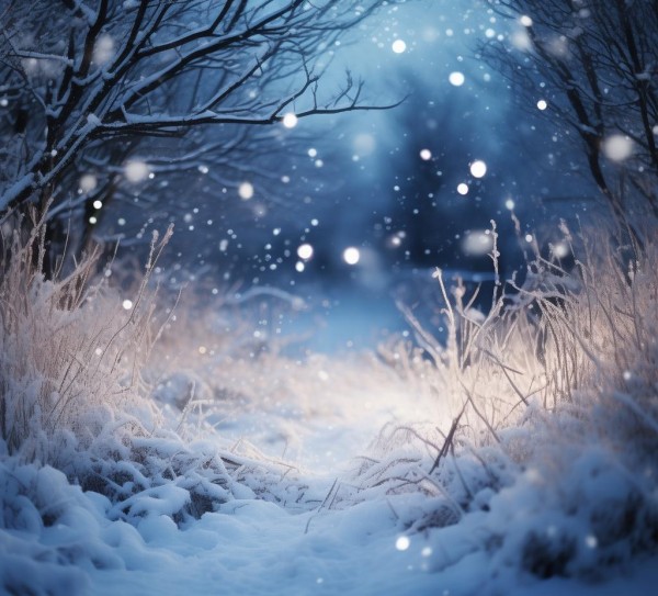 夜雪漫舞，银白浪漫全景,夜幕下的雪花飘舞，银装素裹的浪漫世界,魅力,画卷,温馨,第1张