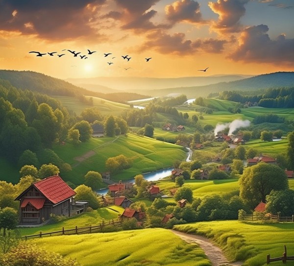 诗意乡村韵律，那些令人陶醉的美丽村景描绘,美丽乡村画卷，那些让人心醉的优美句子,魅力,画卷,温馨,第1张
